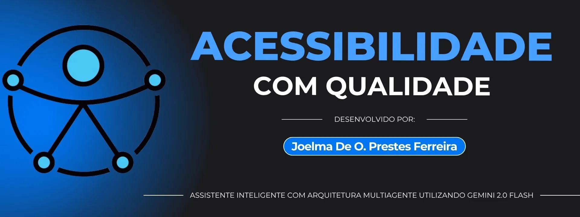 Banner do projeto MultiMind QA com ícone azul de acessibilidade e o texto 'Acessibilidade com Qualidade'.