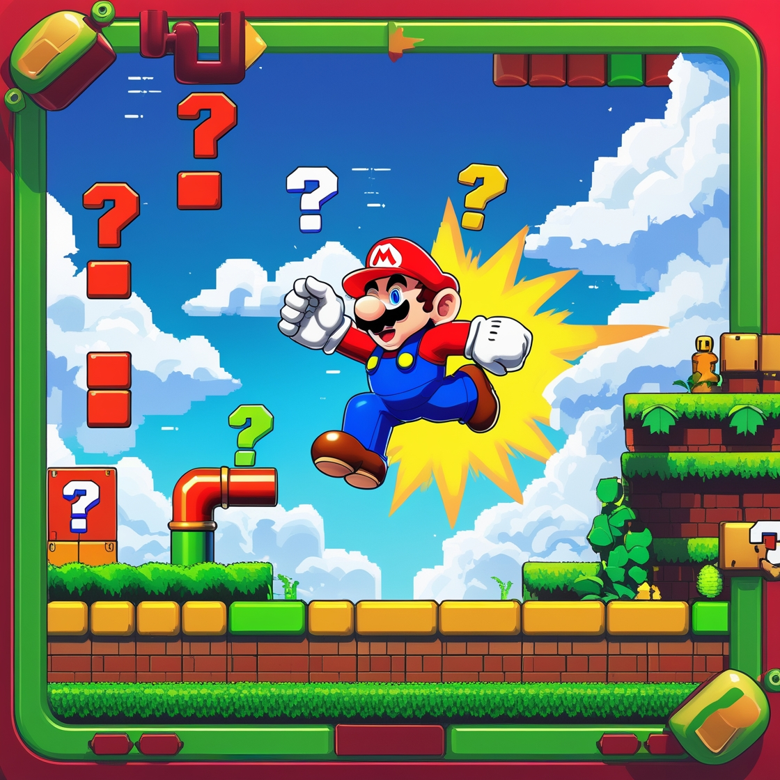 Miniatura do jogo Mario Jump com Mario pulando obstáculos.